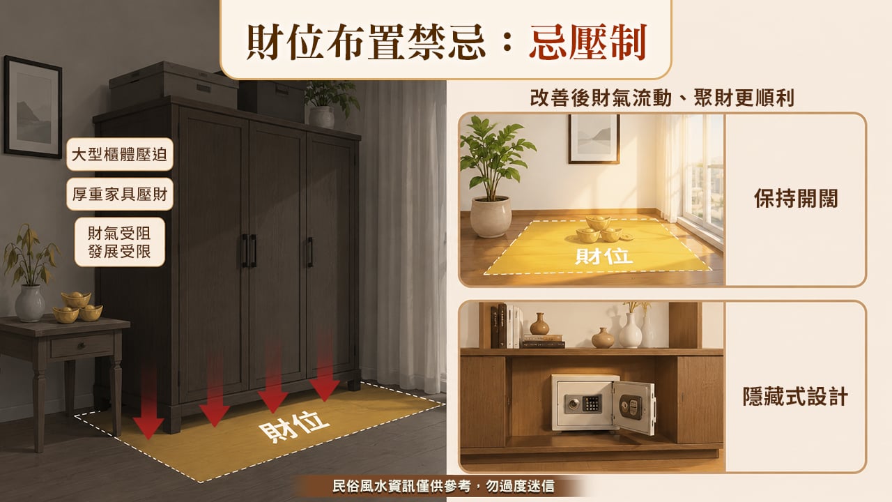 財位布置忌壓制-如何增加偏財運