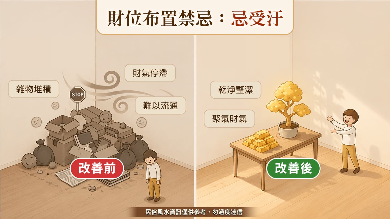 財位布置忌受汙-如何增加偏財運