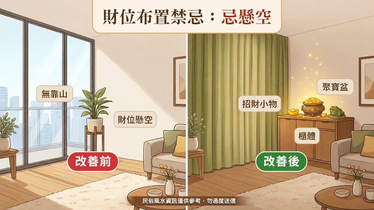 財位布置忌懸空-如何增加偏財運